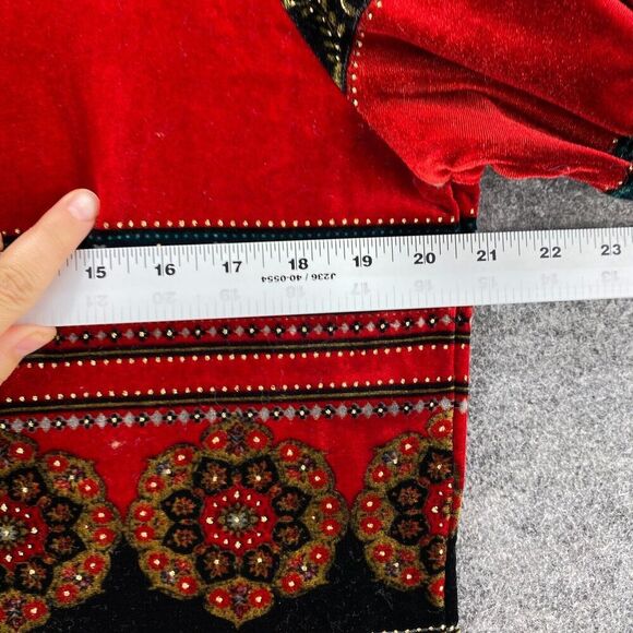 White Stag Blouse Women L Large Red Striped Crew Neck Long Sleeve Pullover - Picture 9 of 11